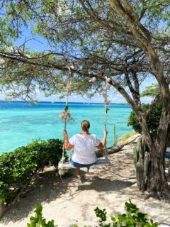 Wie aus dem Bilderbuch. Denise Tigges blickt auf das blaue Meer der Karibik. Foto: privat